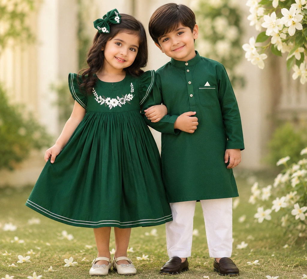 Emerald Green Sibling Matching Outfit