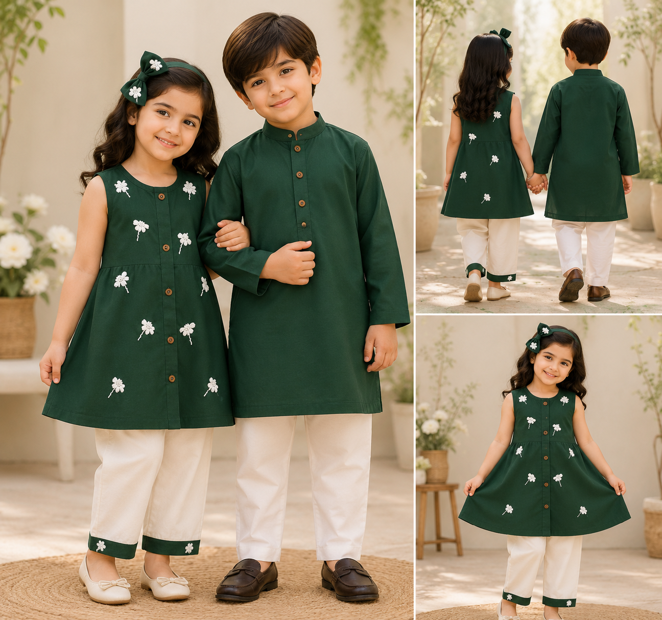 Emerald Green Sibling Matching Outfit