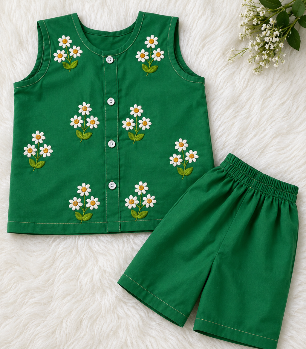 Girls 2-Piece Suit & Boys Sleeveless Shirt with Shorts Set