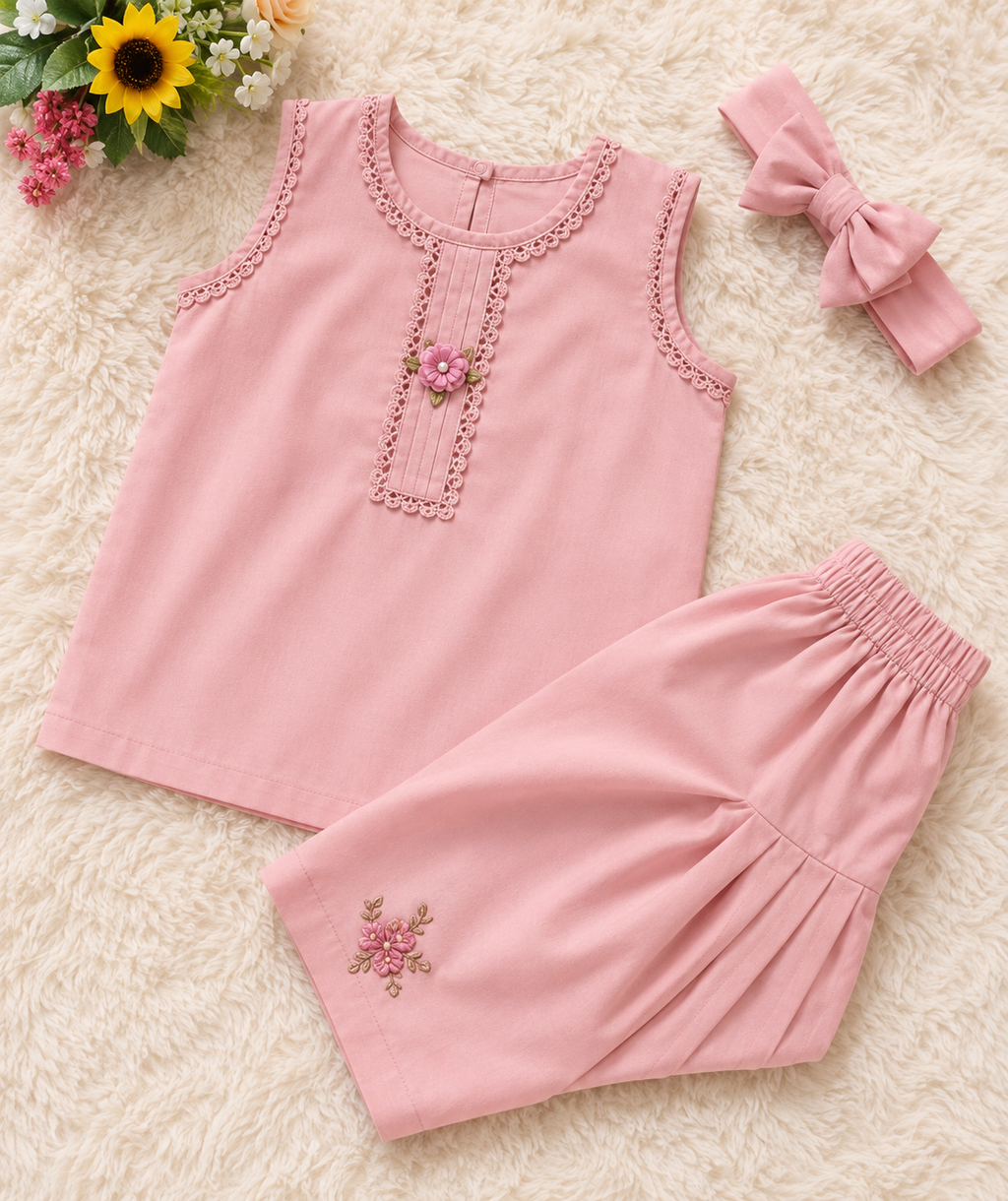 Sibling Matching Sleeveless Kurta Set