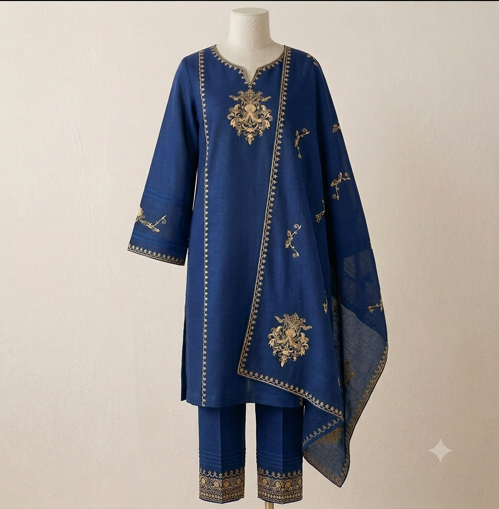 Premium Raita Work Embroidered 3-Piece Suit