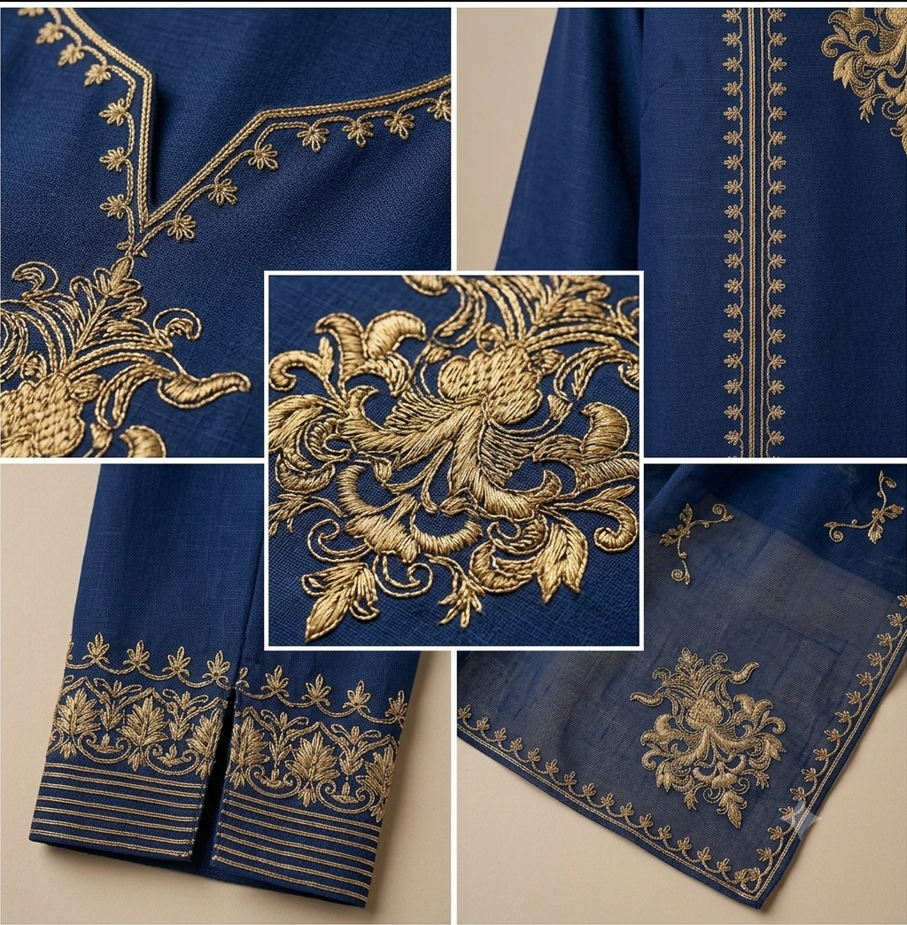 Premium Raita Work Embroidered 3-Piece Suit