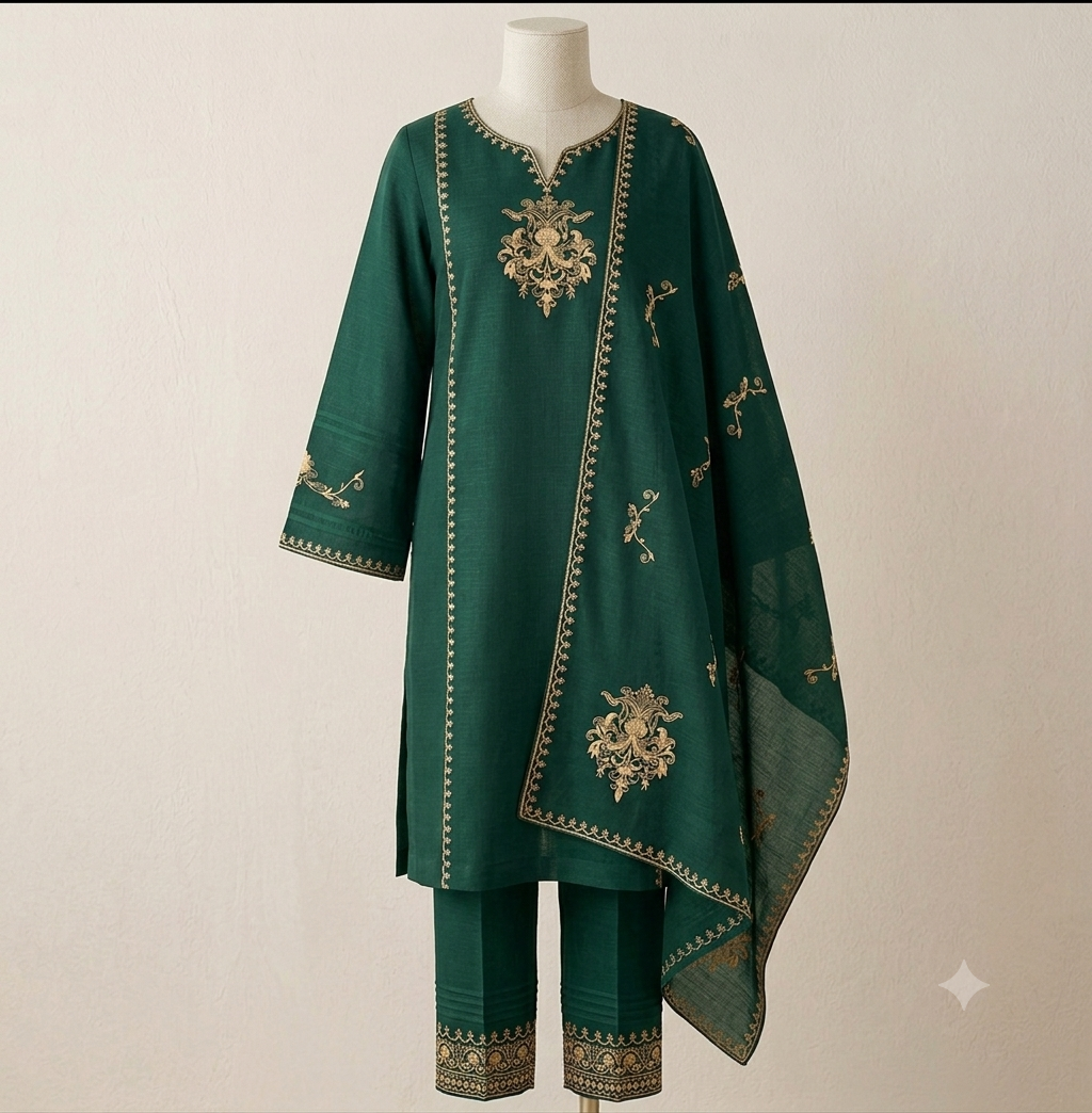 Premium Raita Work Embroidered 3-Piece Suit