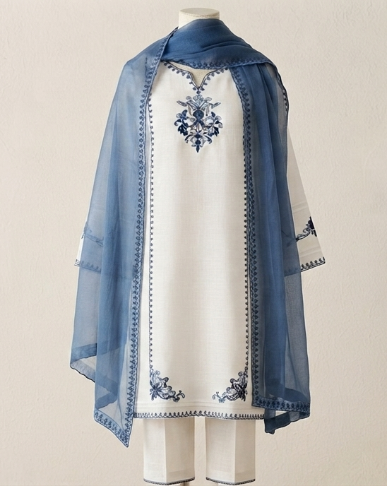 Premium Raita Work Embroidered 3-Piece Suit