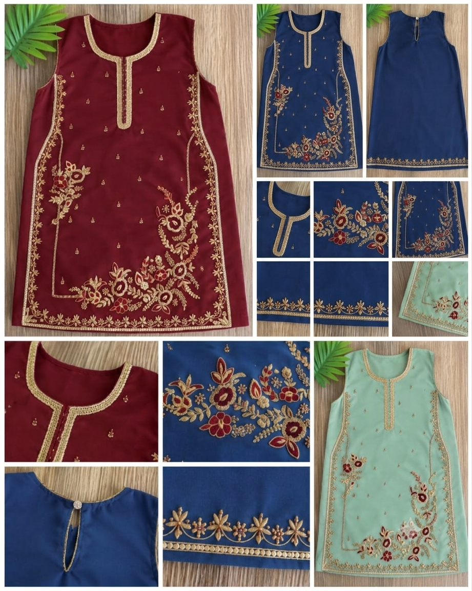 Elegant Embroidered Purple Tunic