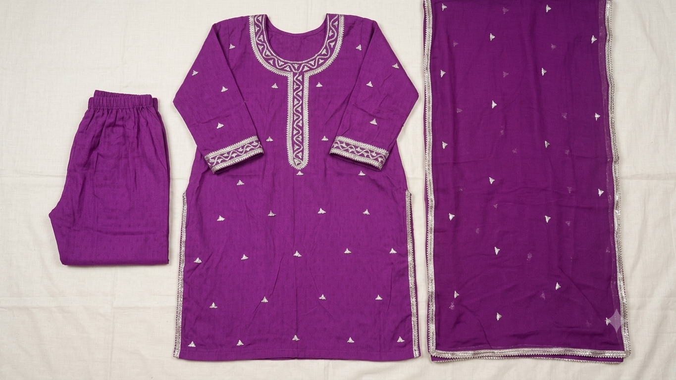 Golden Grace – Premium Gota Work 3-Piece Suit