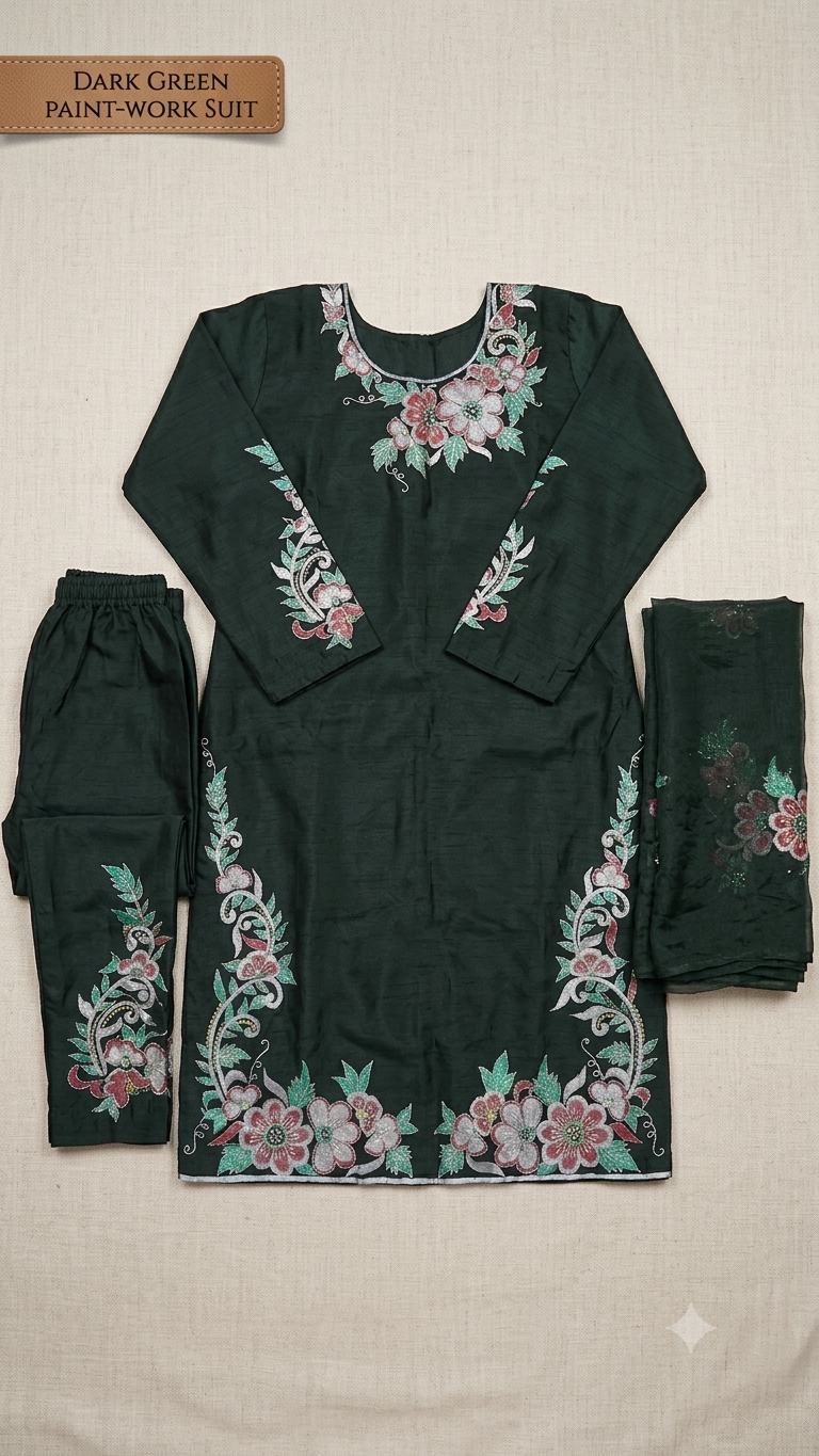 Hand-Painted Elegance – Luxury 3-Piece Painted Work Suit